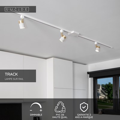 Lucide TRACK connecteur en L - Système de rail monophasé / Éclairage sur rail - Gauche - Blanc(Extension)